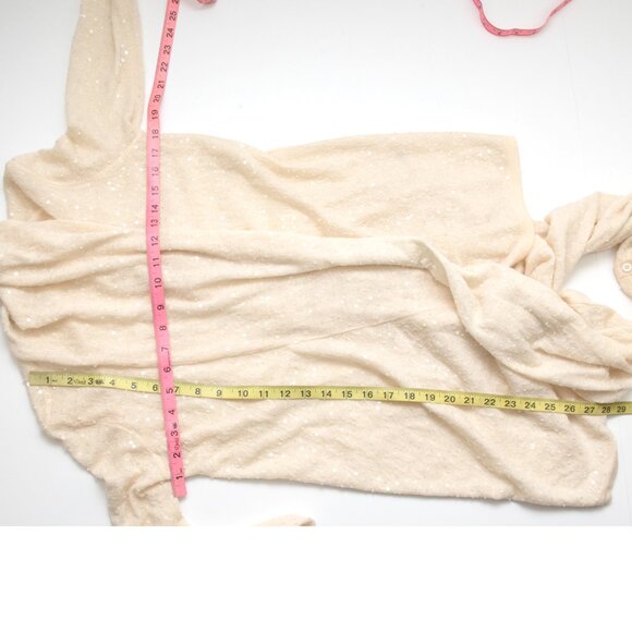 Alice + Oliva Draped Front Cardigan Knit Embellished Sequins Wool Cream Size XS - Picture 7 of 9